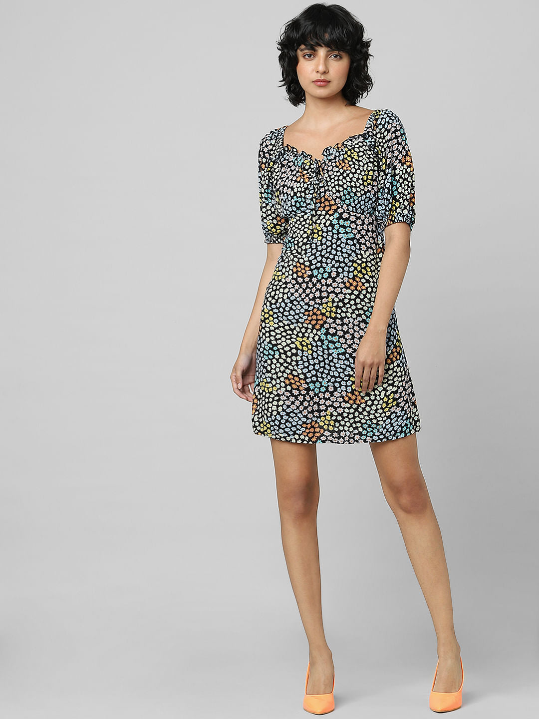 Black Floral Mini Dress