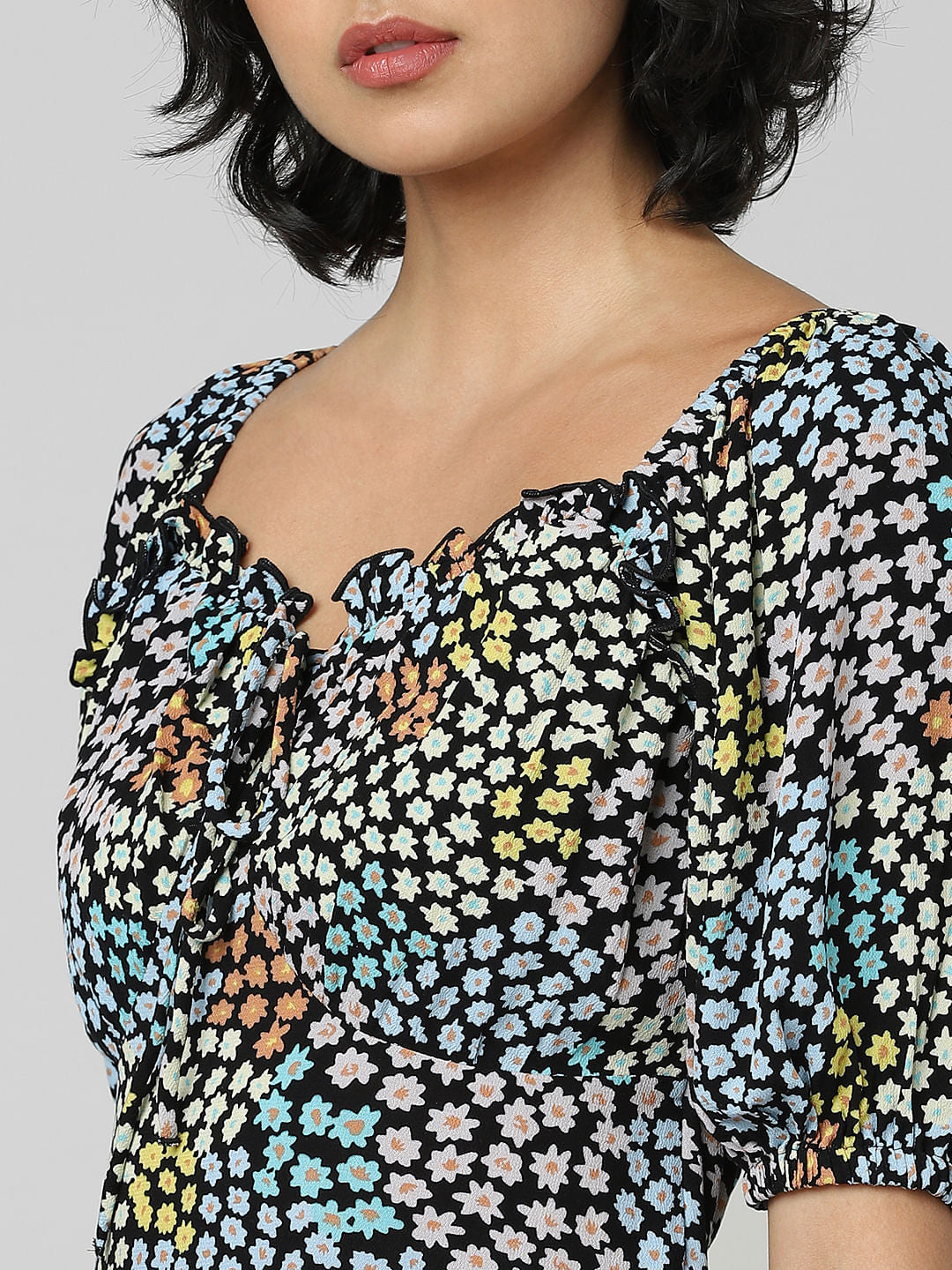 Black Floral Mini Dress