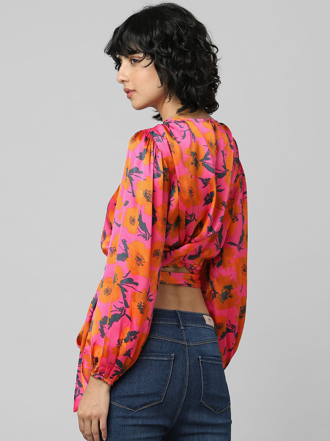 Pink Satin Printed Top