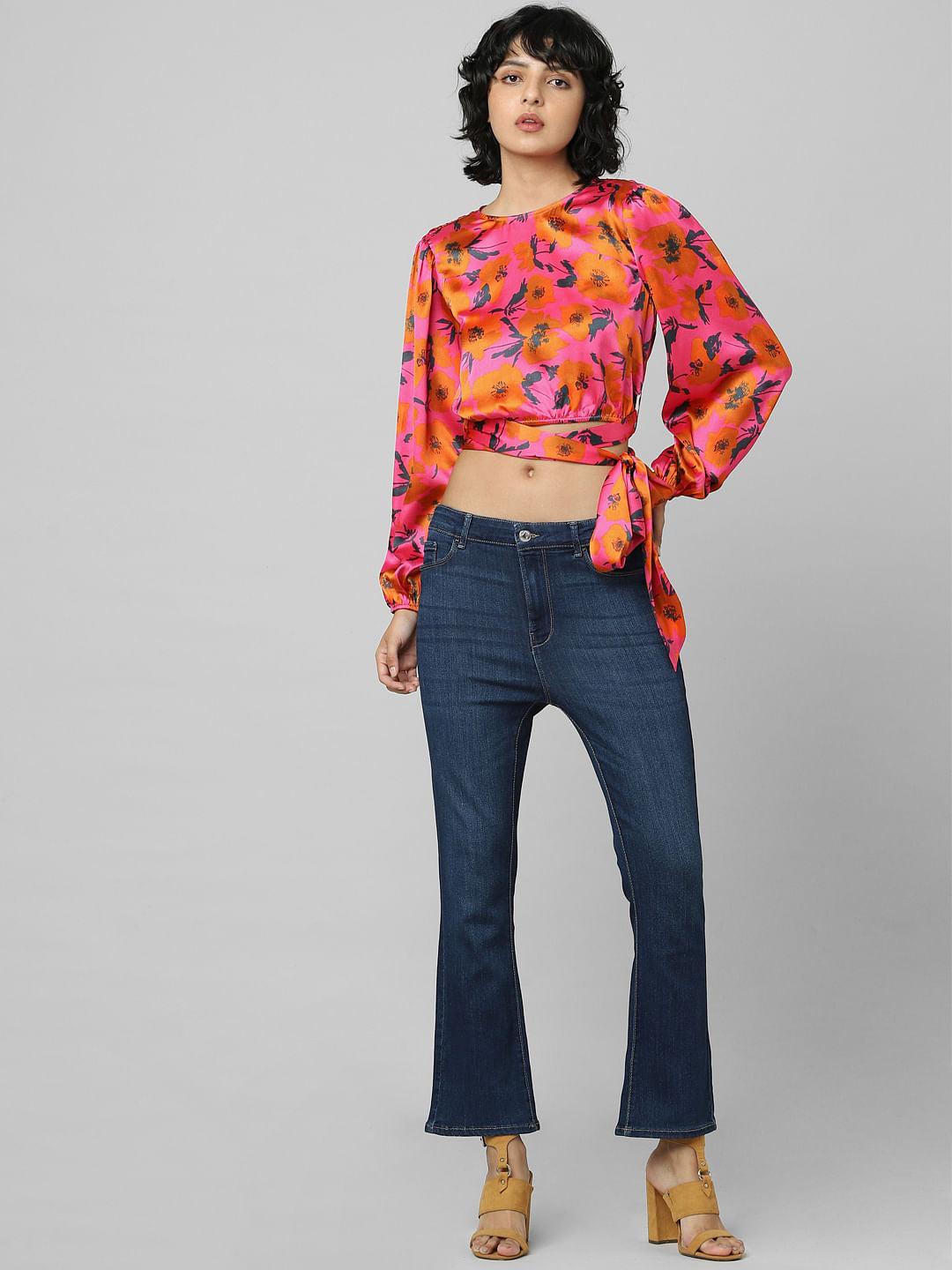 Pink Satin Printed Top