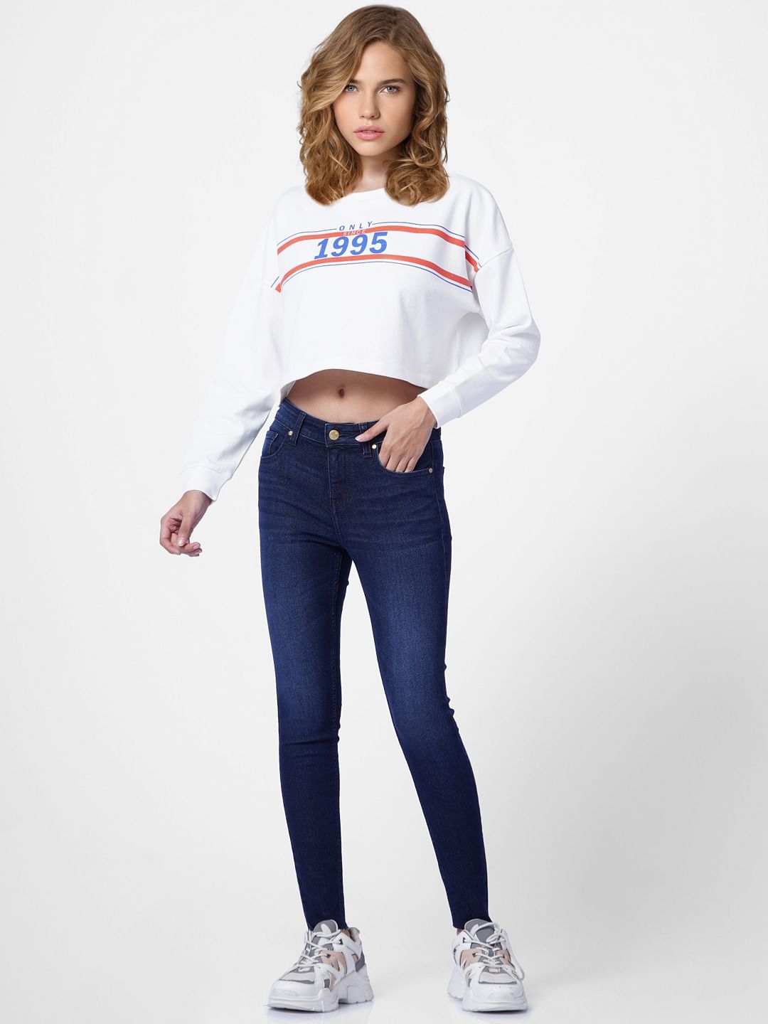 White Cropped Sweatshirt