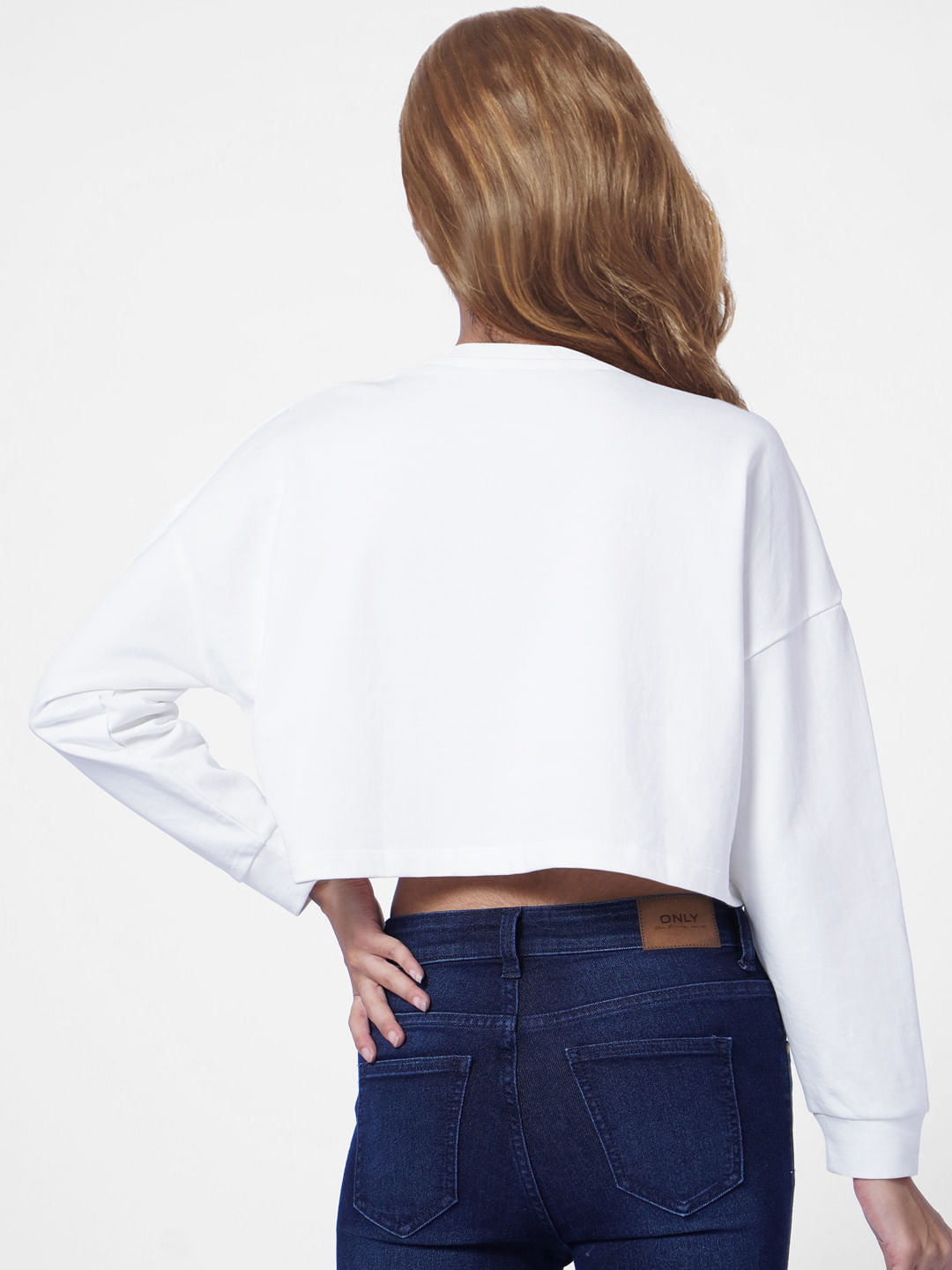 White Cropped Sweatshirt