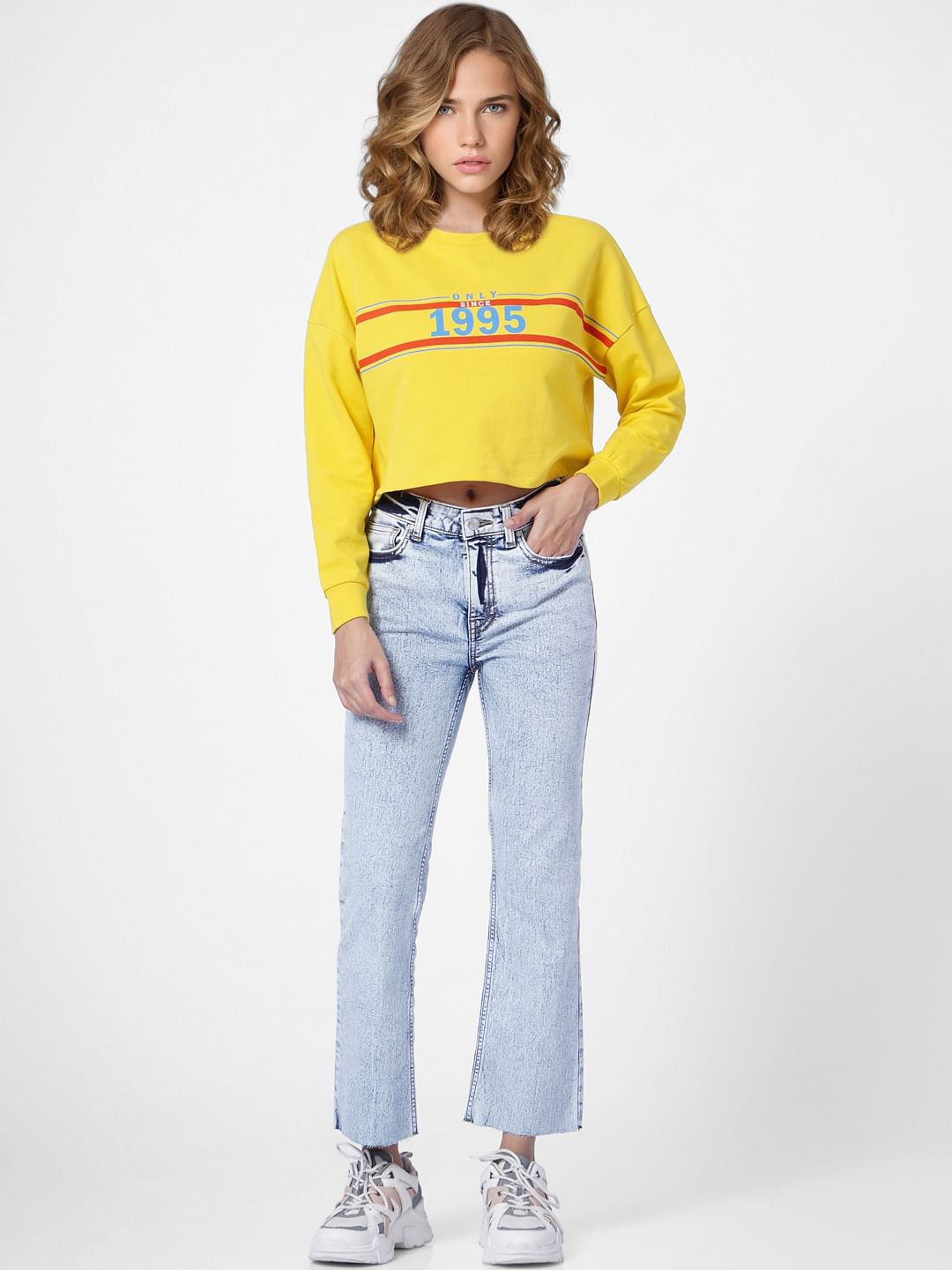 Yellow Text Print Sweatshirt