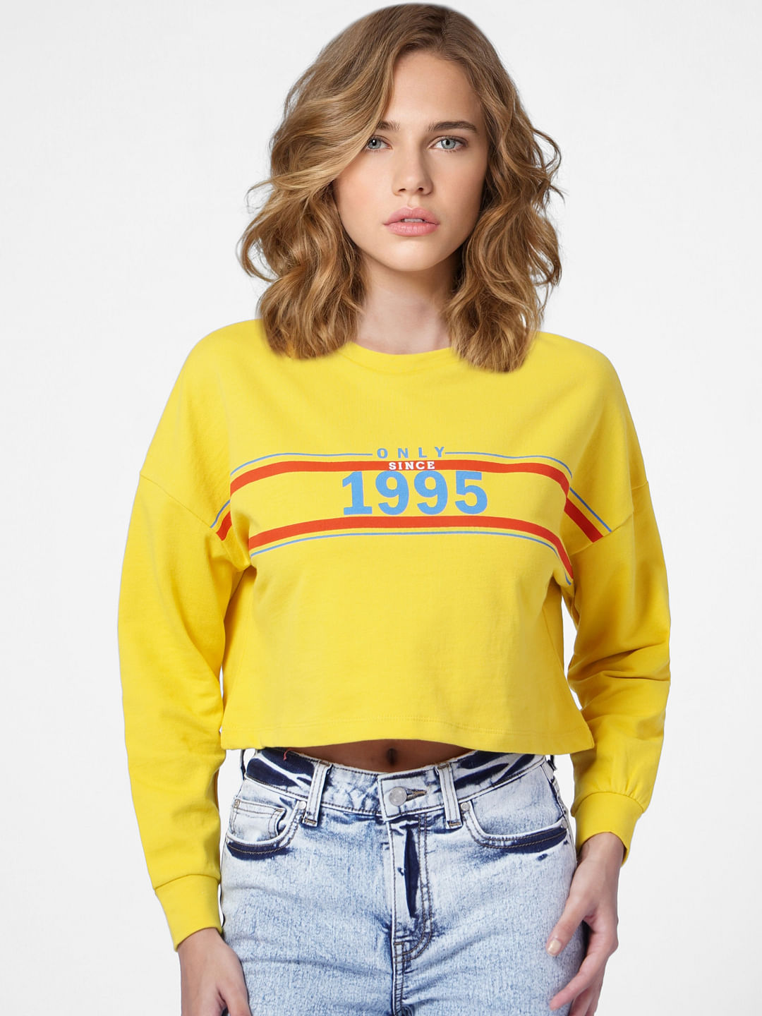 Yellow Text Print Sweatshirt