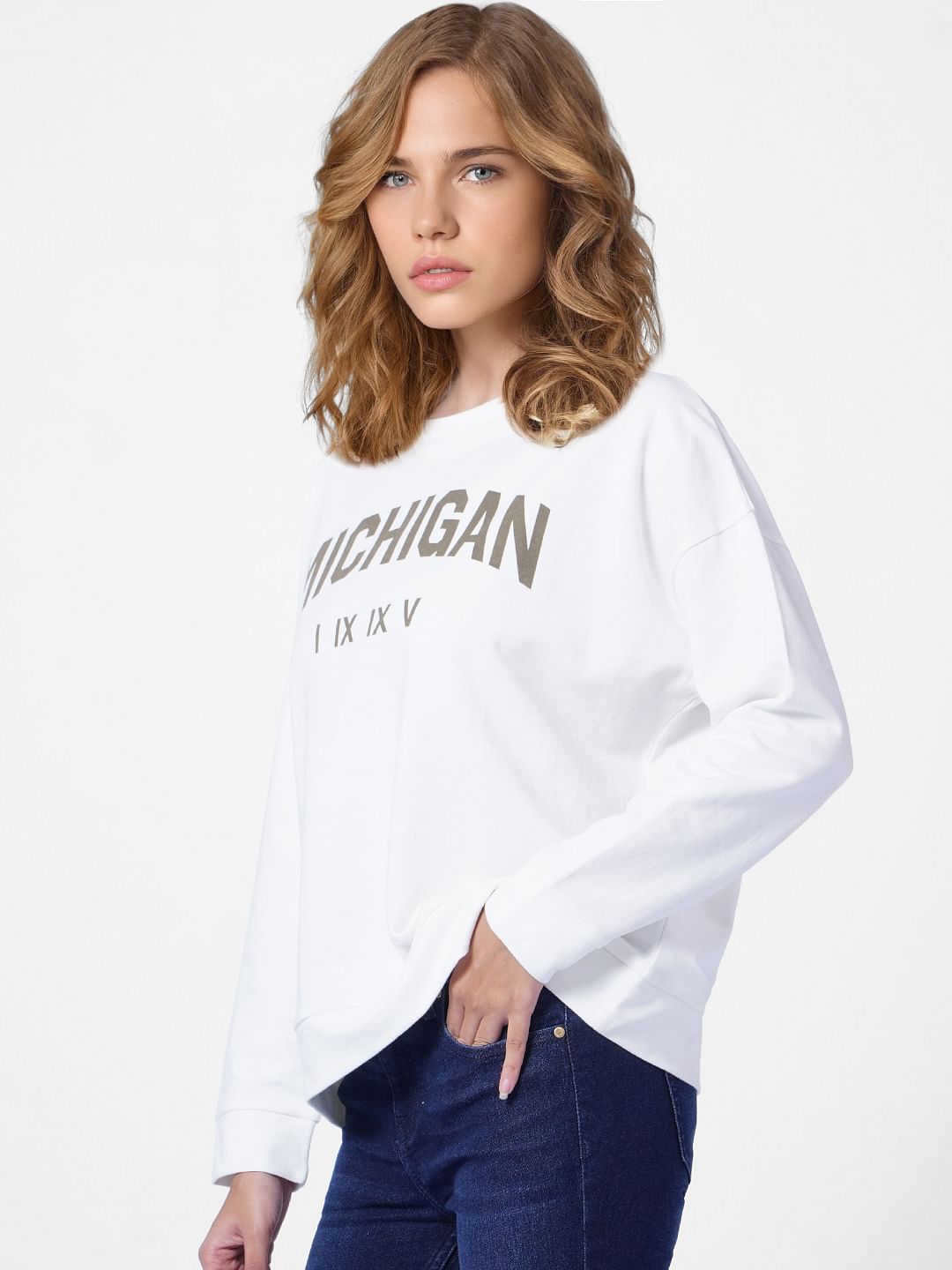 White Text Print Sweatshirt