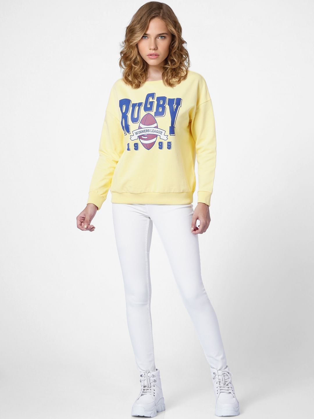 Yellow Graphic Print Sweatshirt