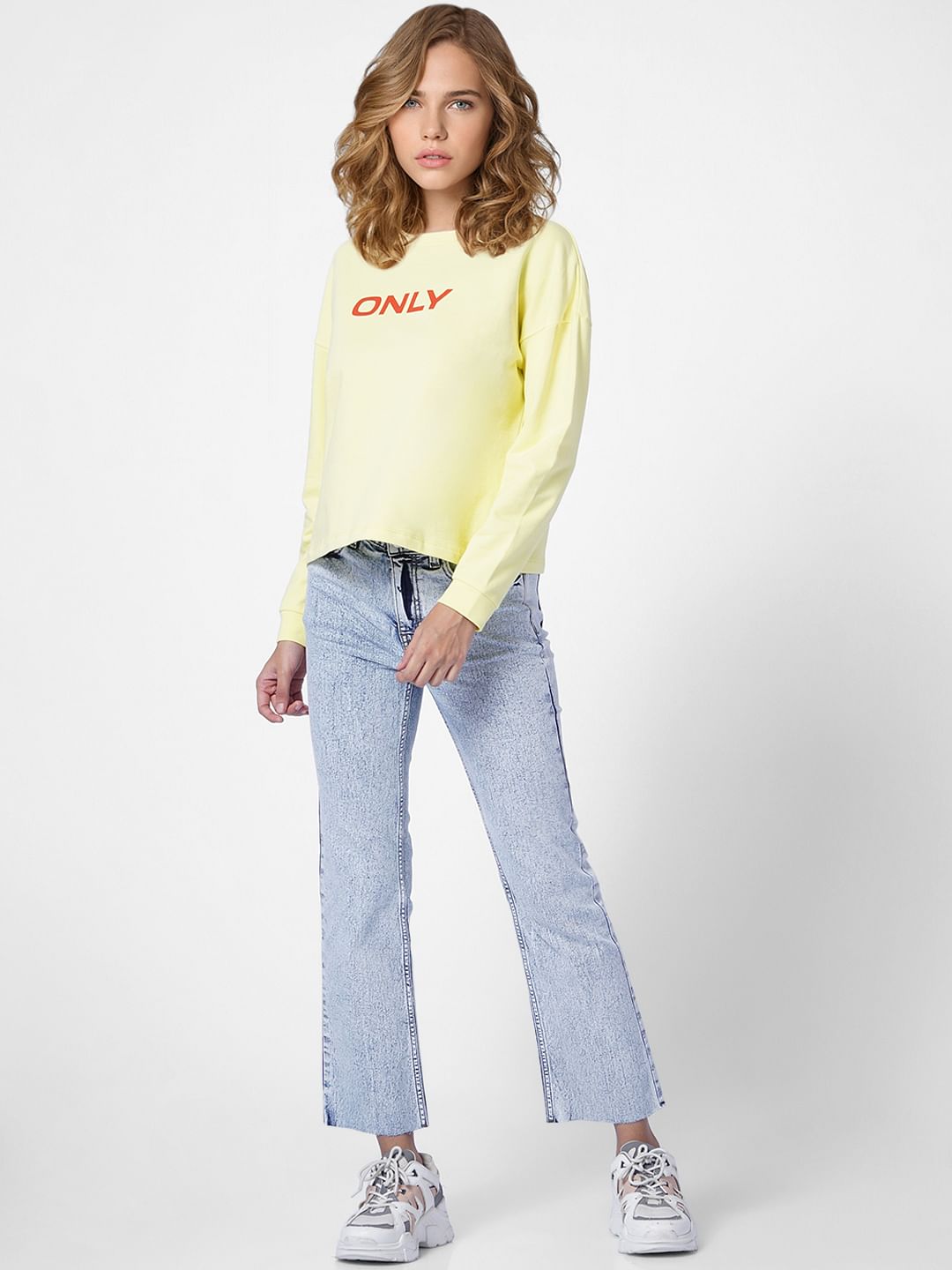 Yellow Logo Print Sweatshirt