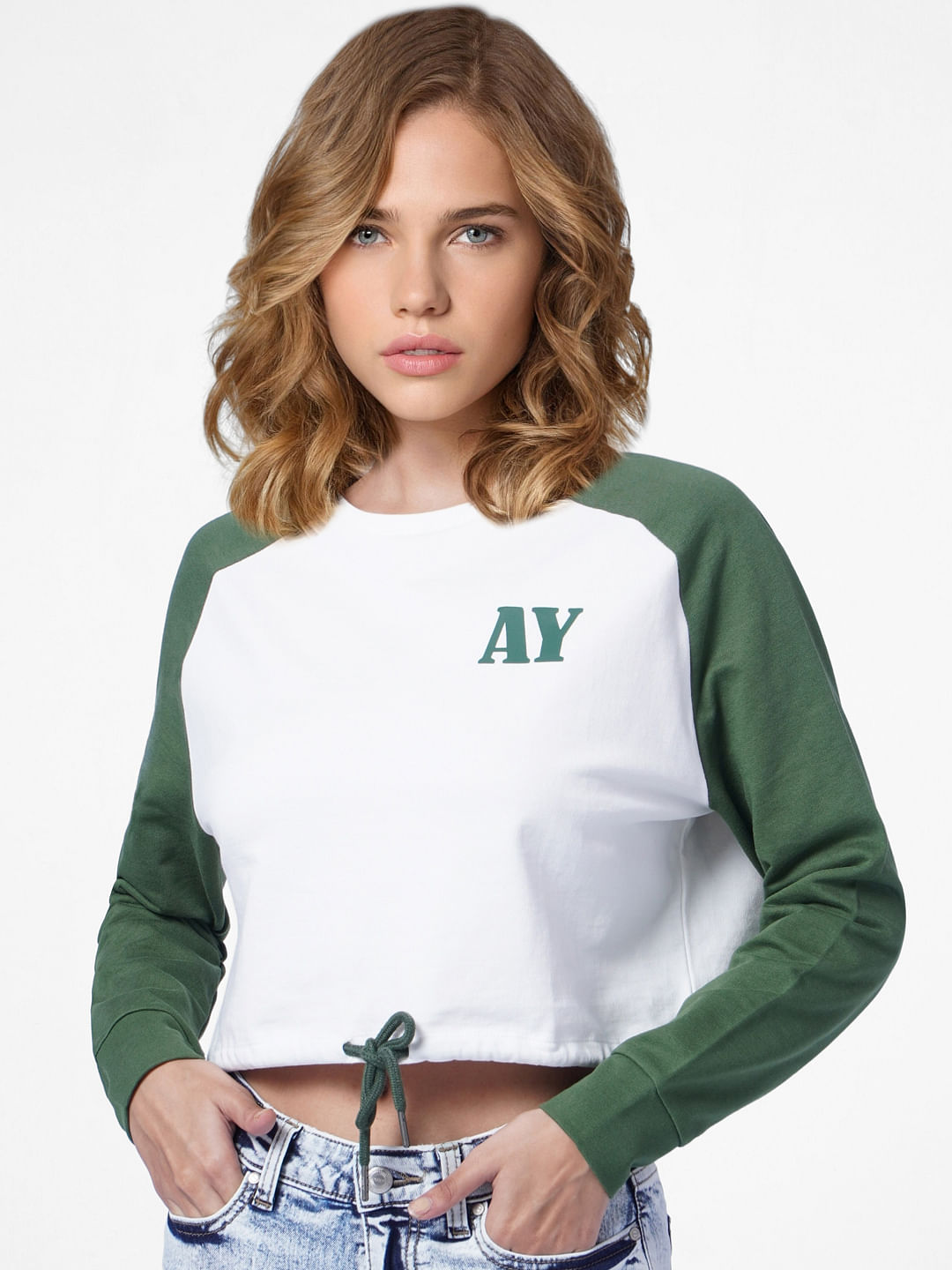 Green Colourblocked Sweatshirt