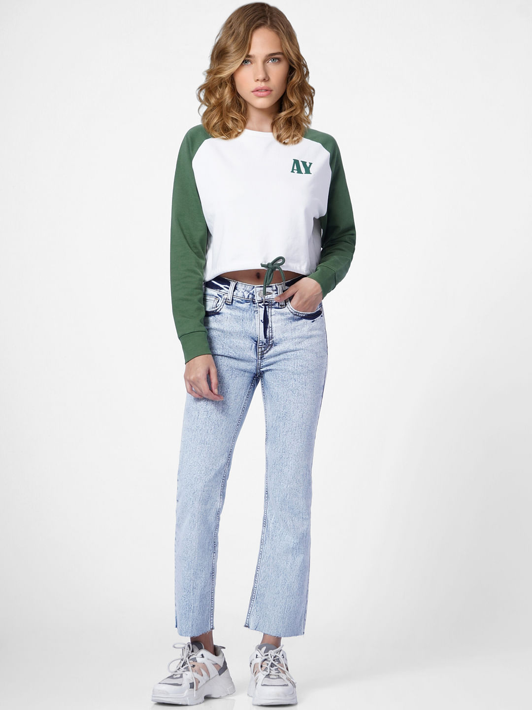 Green Colourblocked Sweatshirt