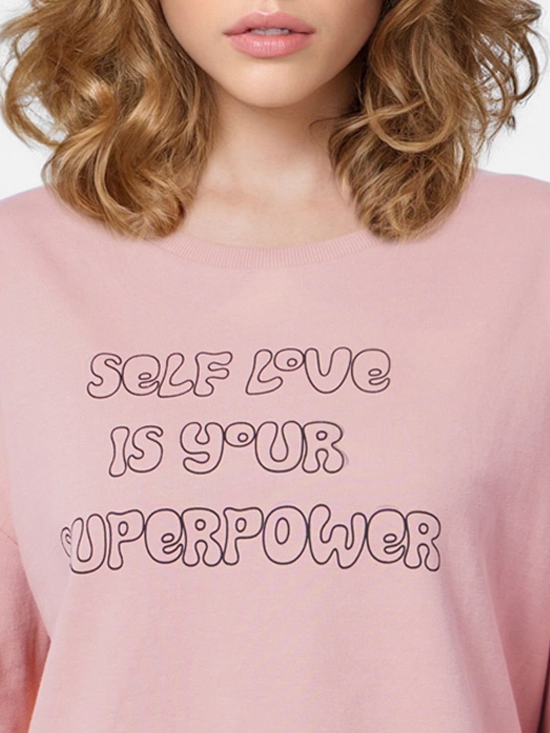 Light Brown Slogan Print Sweatshirt