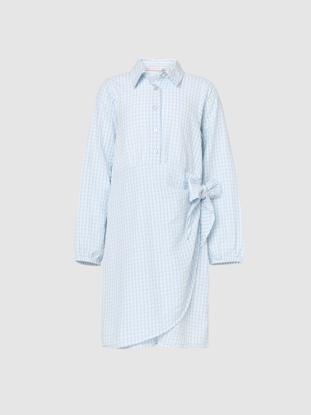 White Check Shirt Dress