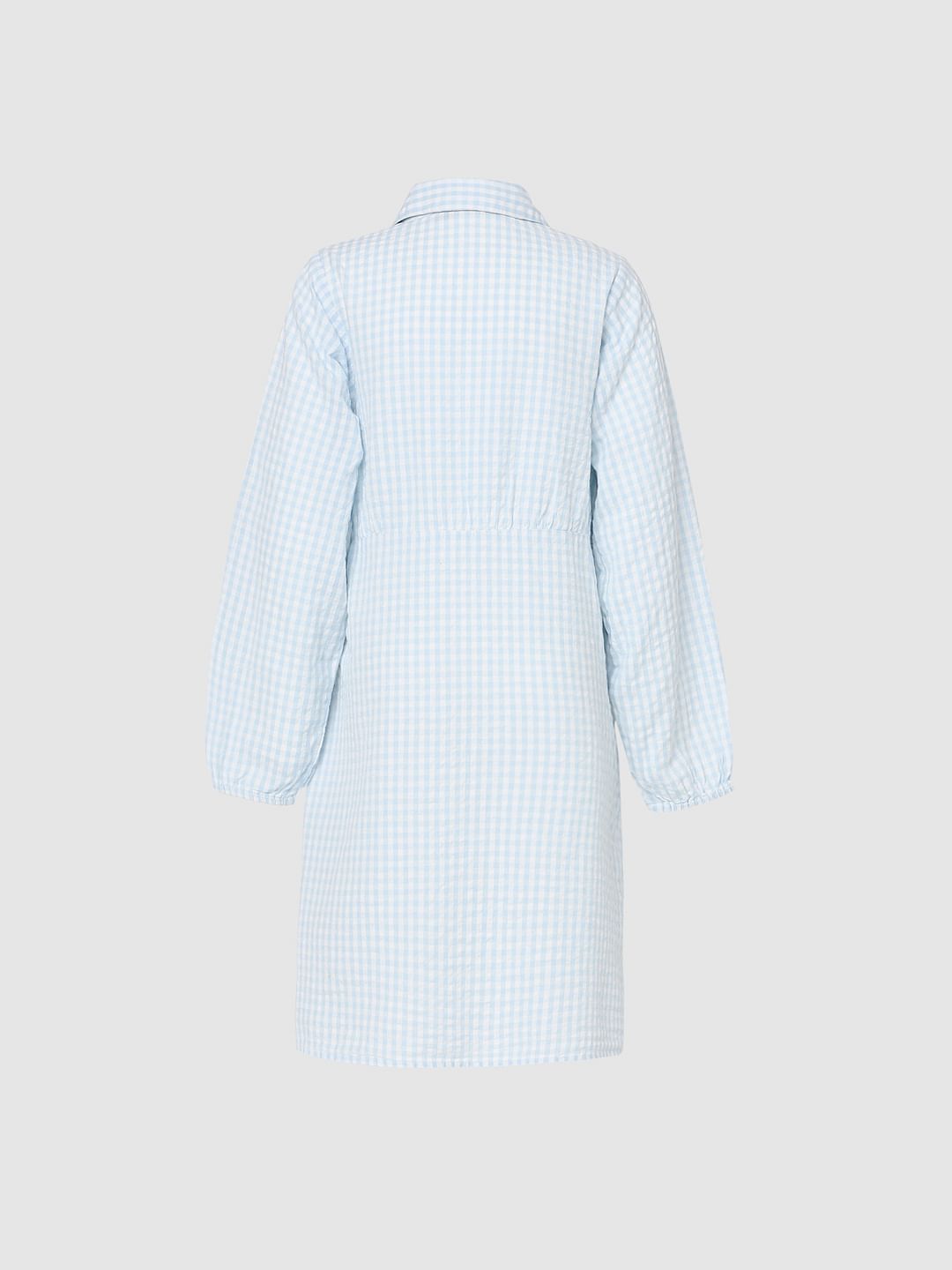 White Check Shirt Dress