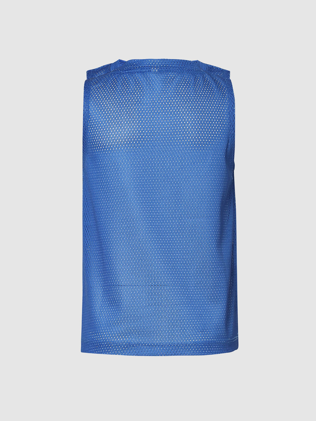 Girls Blue Mesh Sleeveless T-Shirt