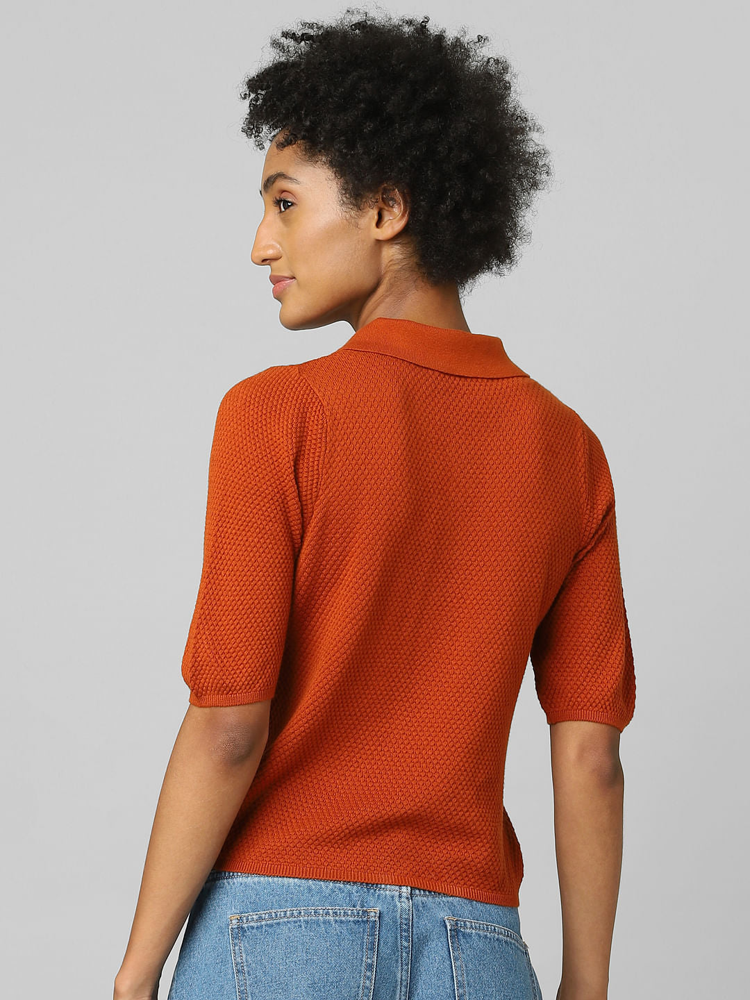 Brown Textured Polo T-Shirt