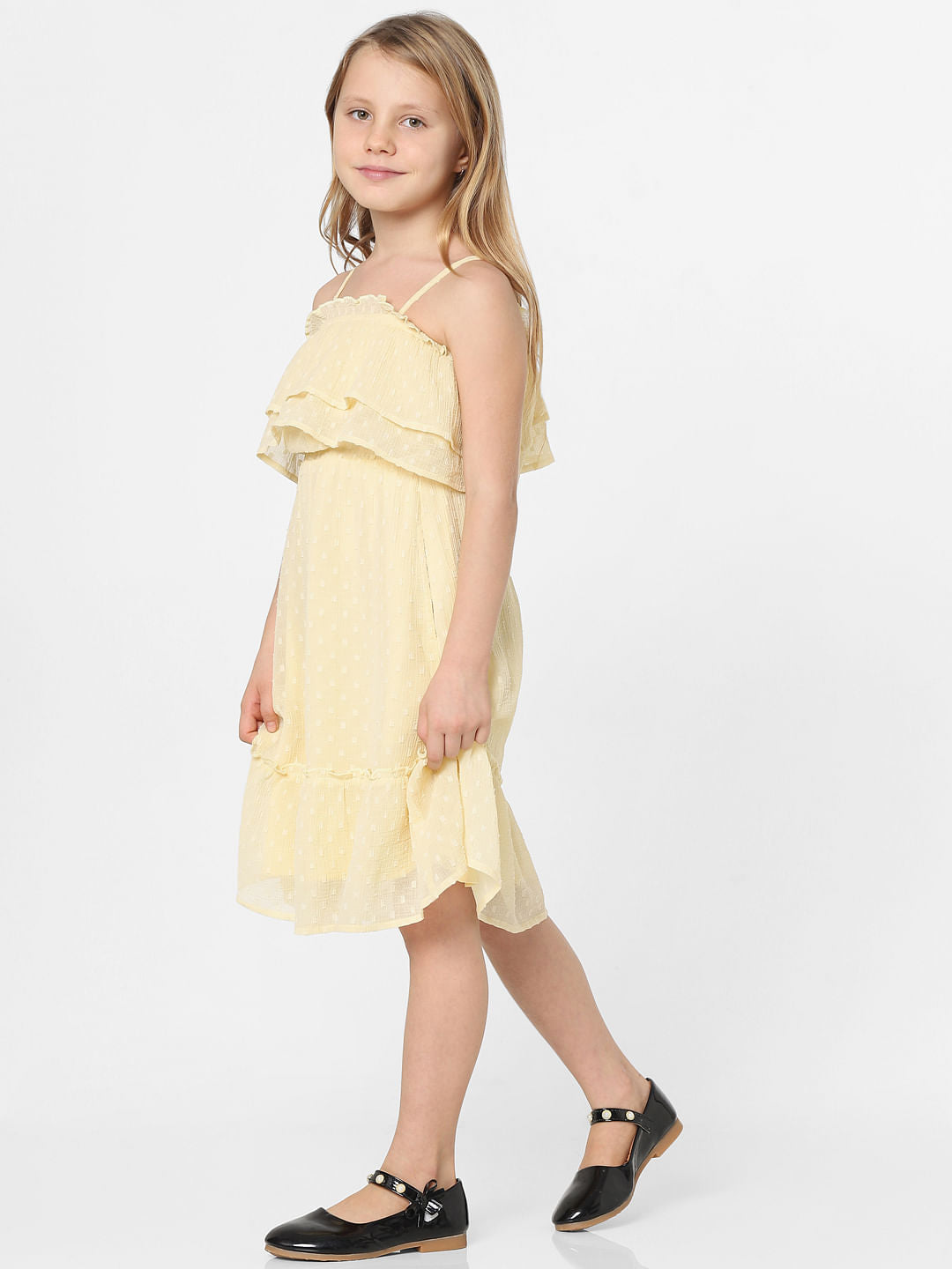 Yellow Off-Shoulder Chiffon Dress