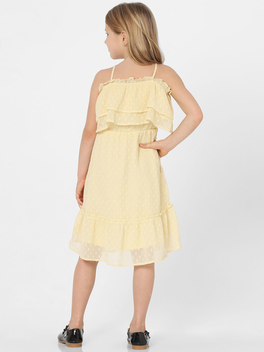 Yellow Off-Shoulder Chiffon Dress