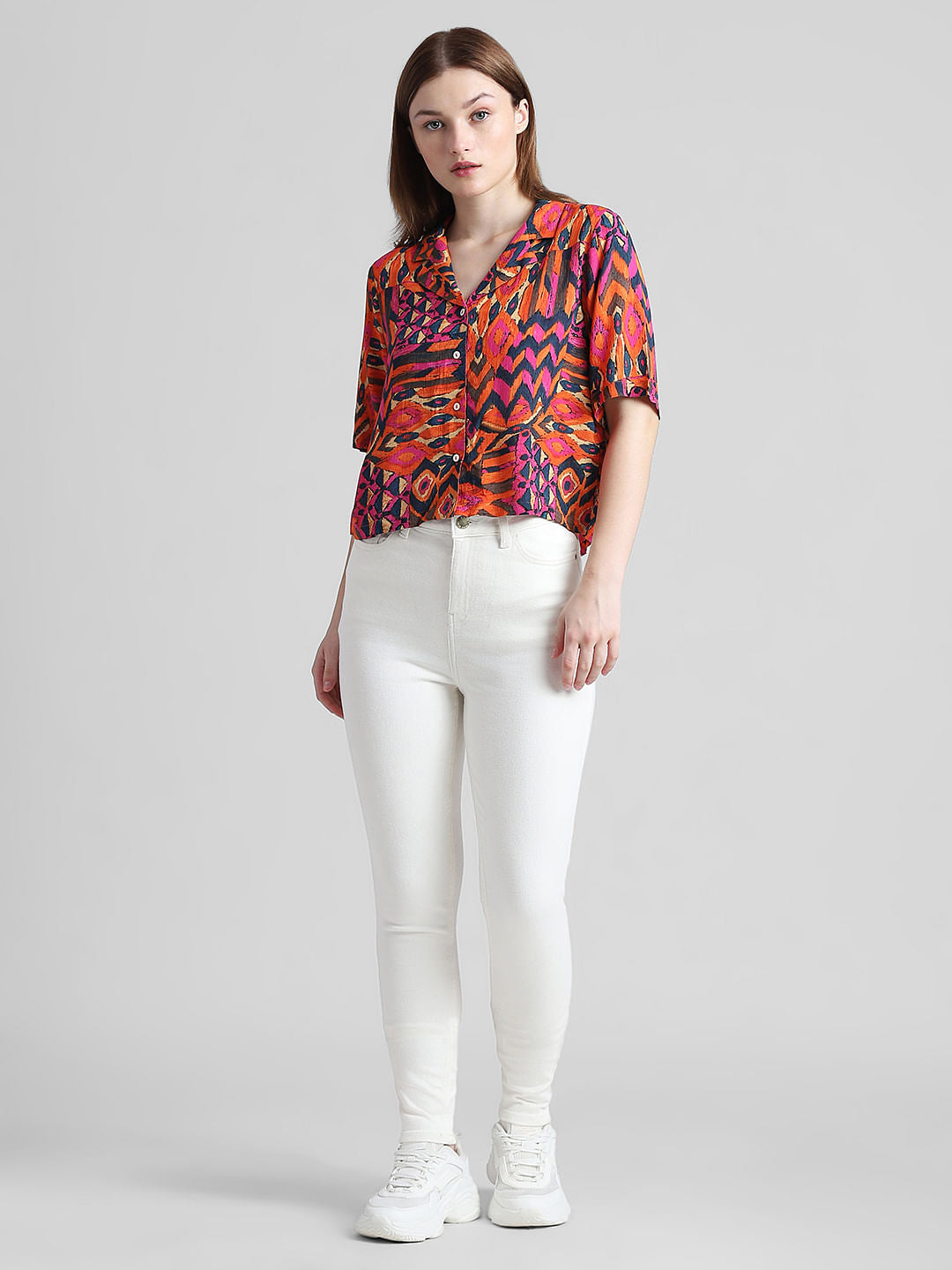 Orange Aztec Print Top