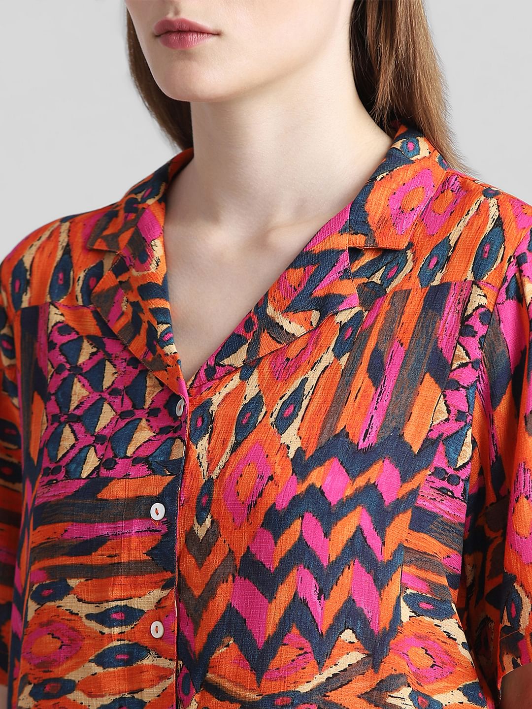 Orange Aztec Print Top