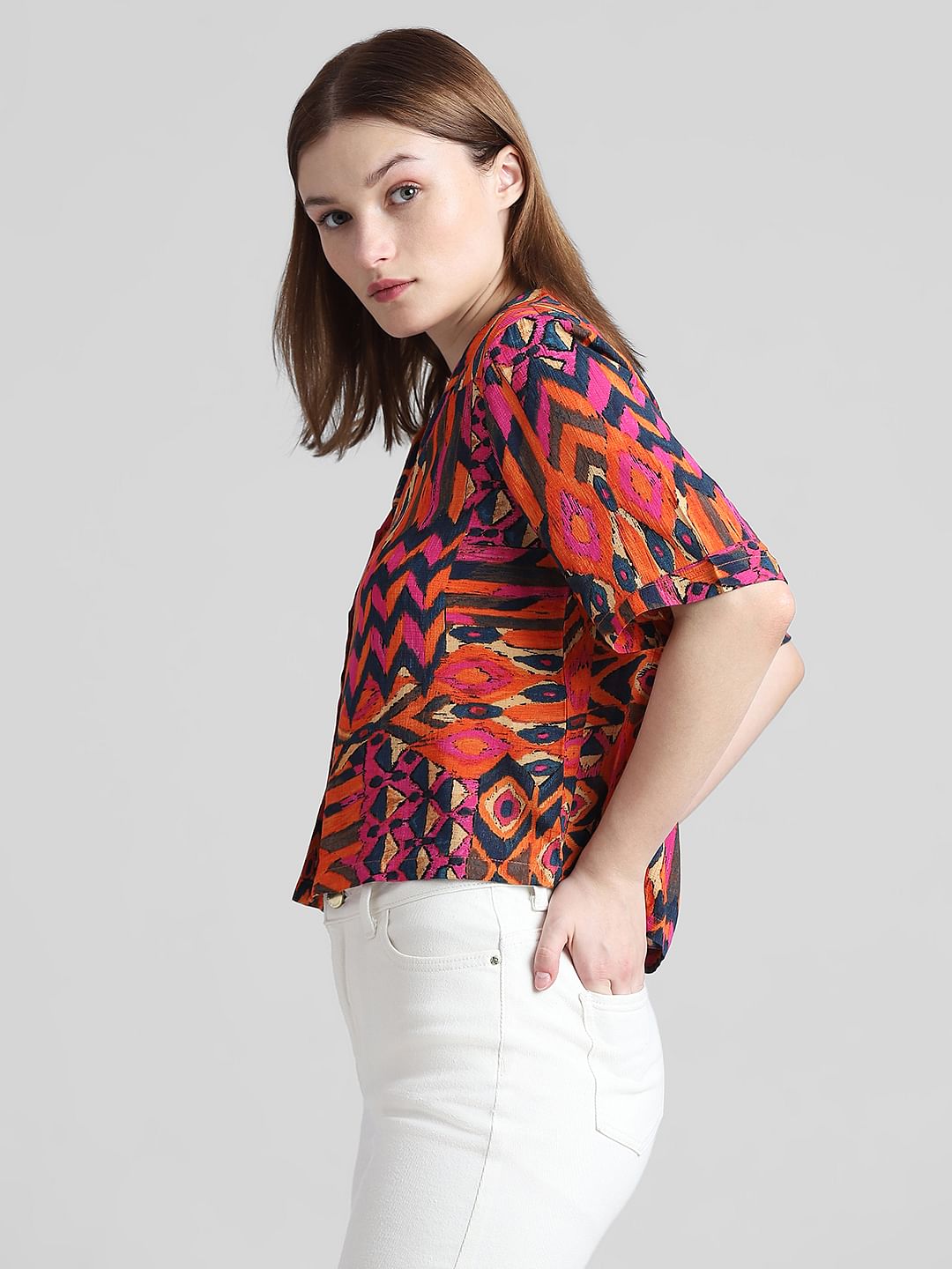 Orange Aztec Print Top