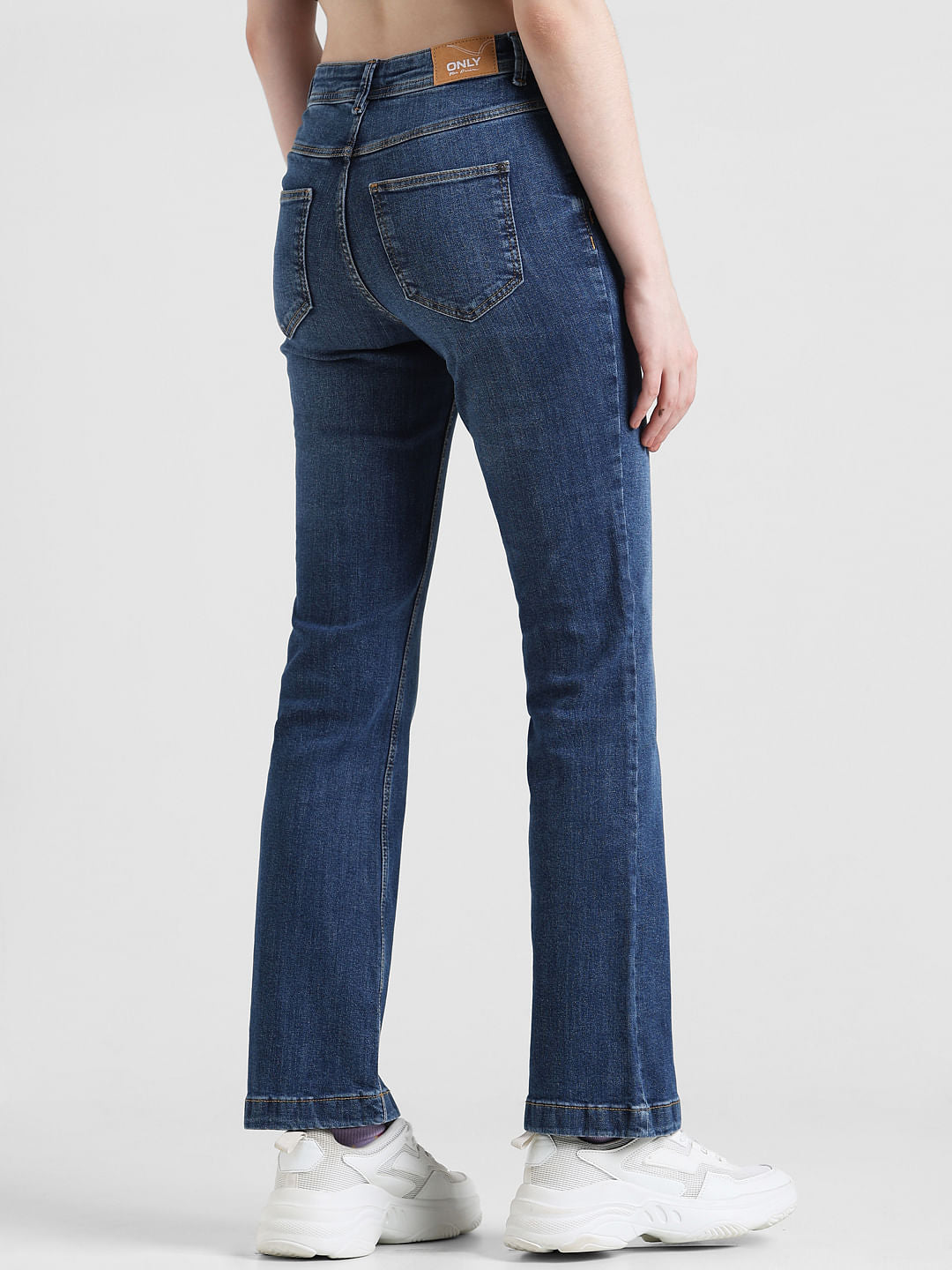 Blue High Rise Flora Flared Jeans