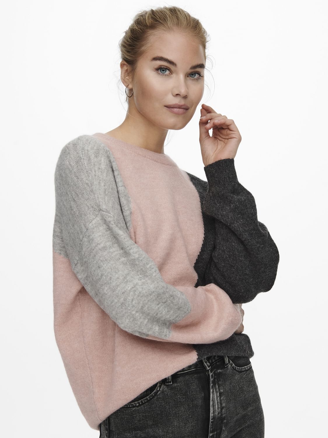 Pink Colourblocked Pullover