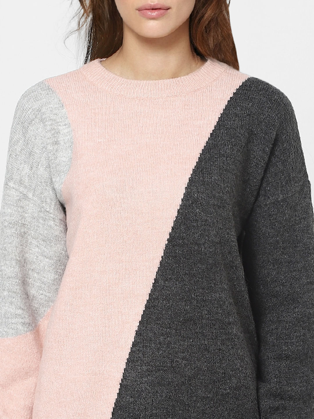 Pink Colourblocked Pullover