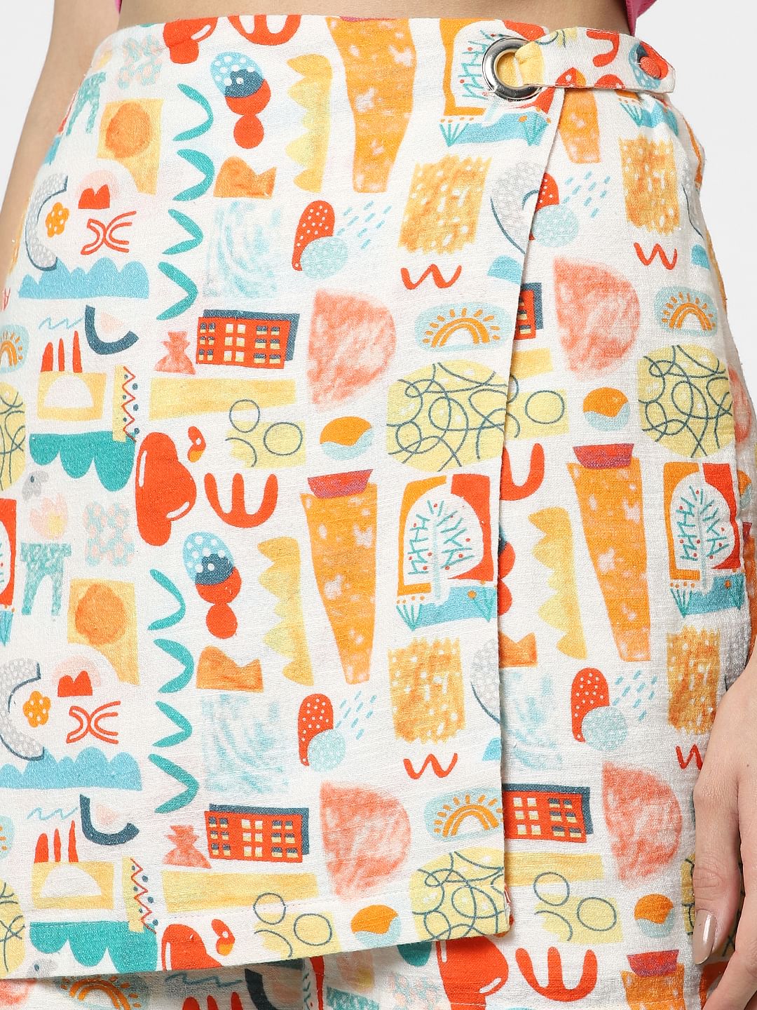 Yellow All Over Print Co-Ord Set Skorts