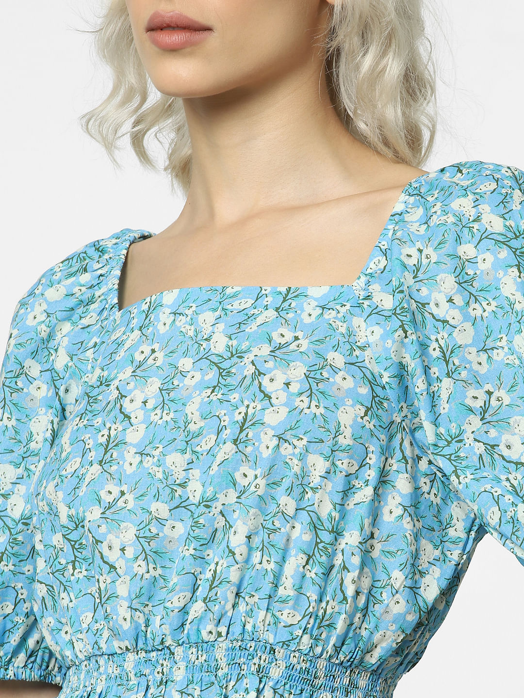 Blue Floral Print Top