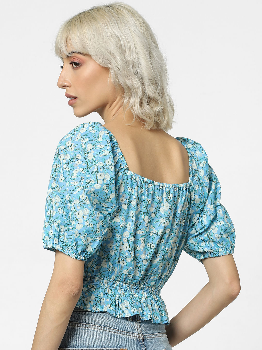 Blue Floral Print Top