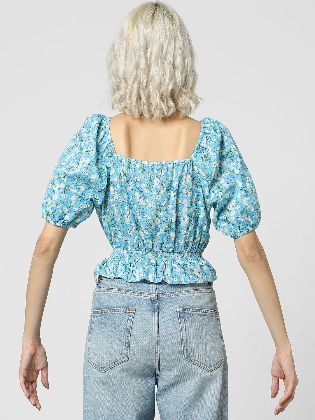 Blue Floral Print Top