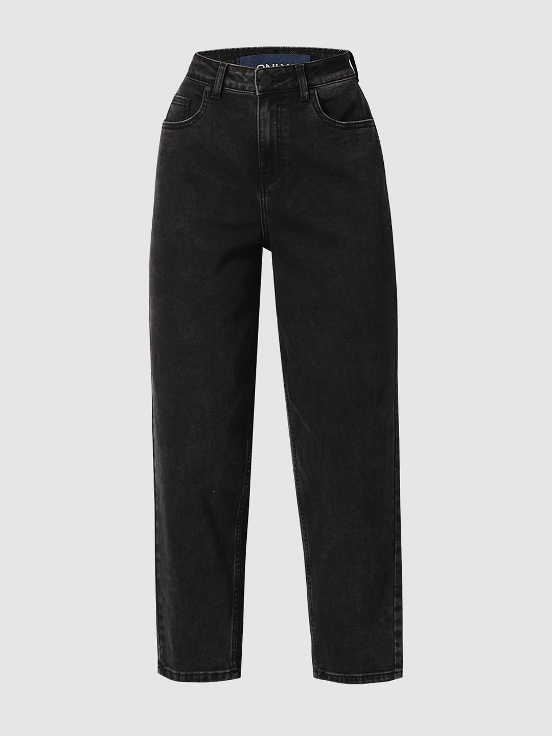 Black High Rise Straight Fit Jeans