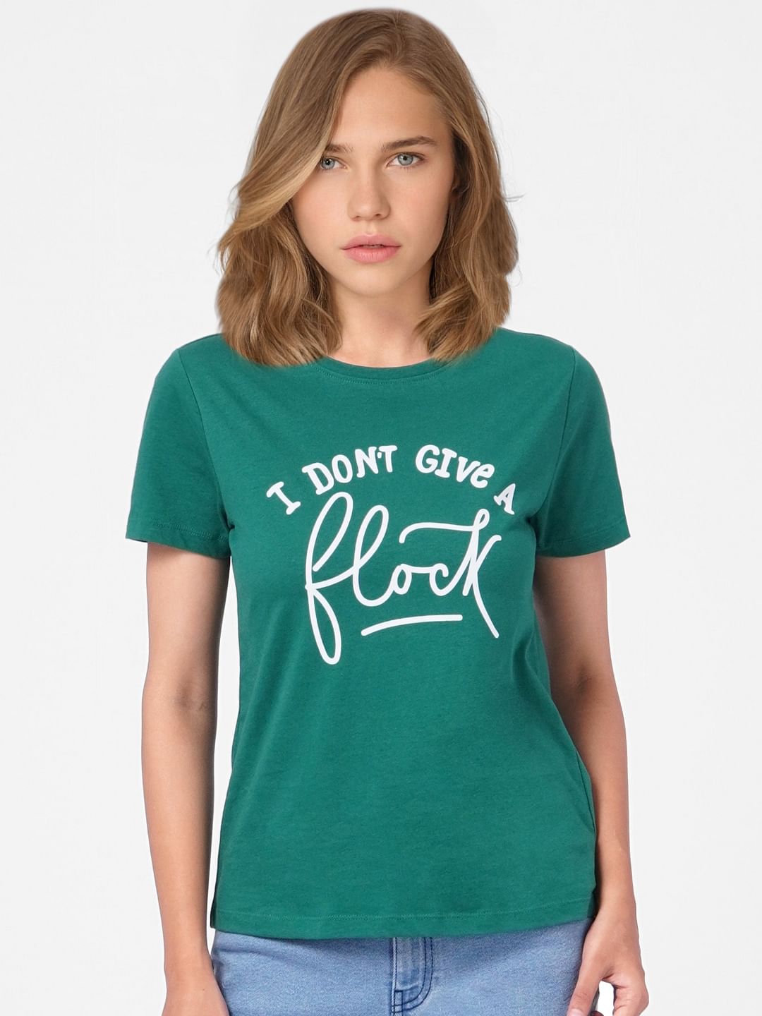 Green Slogan Print T-Shirt