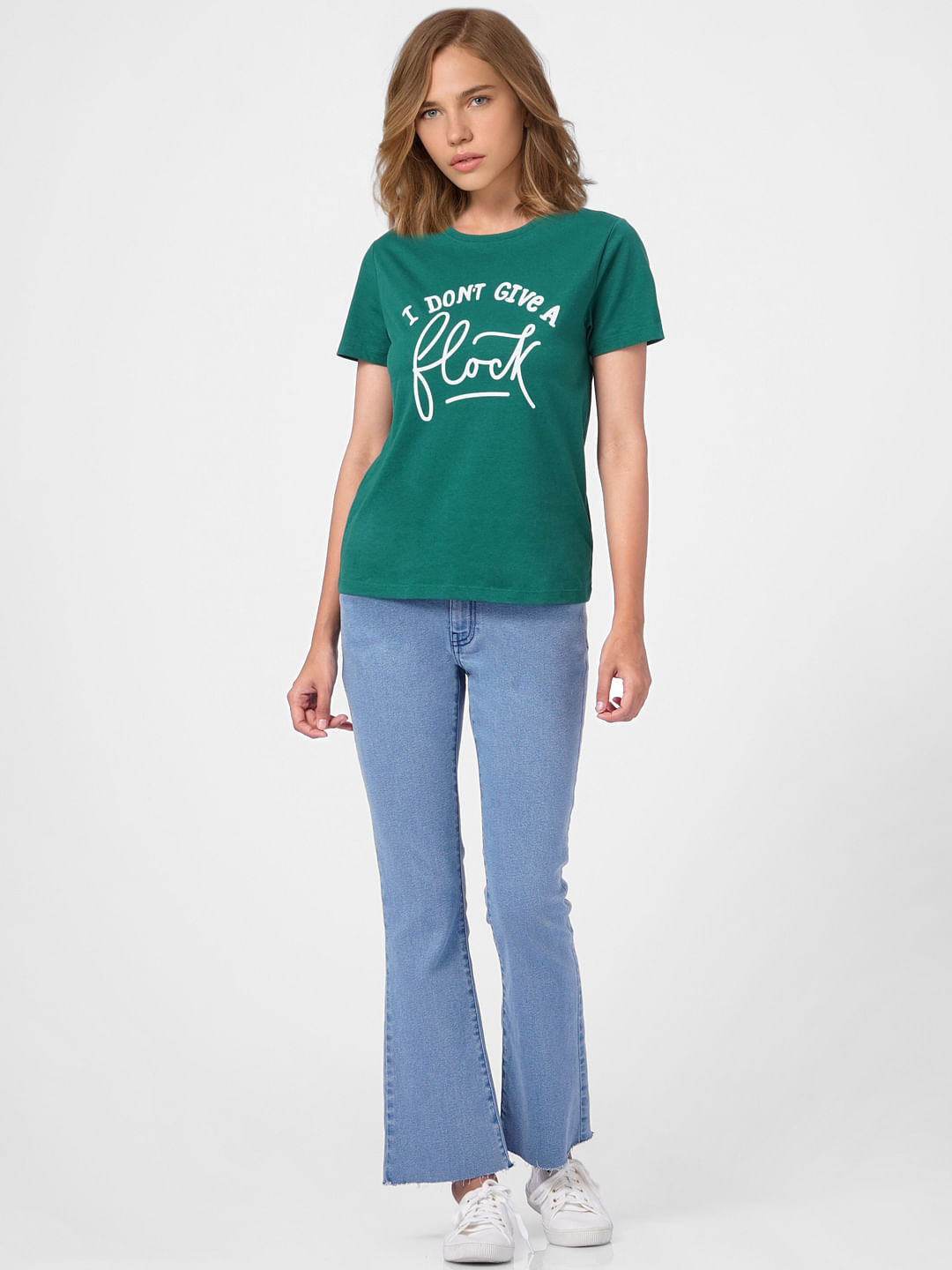 Green Slogan Print T-Shirt