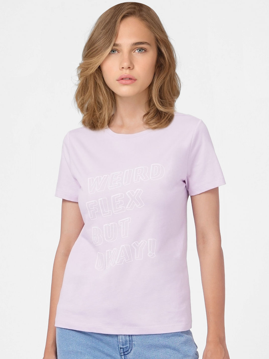 Purple Slogan Print T-Shirt