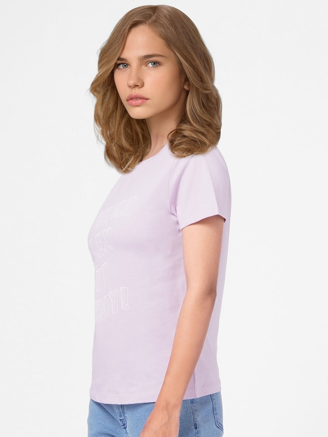 Purple Slogan Print T-Shirt