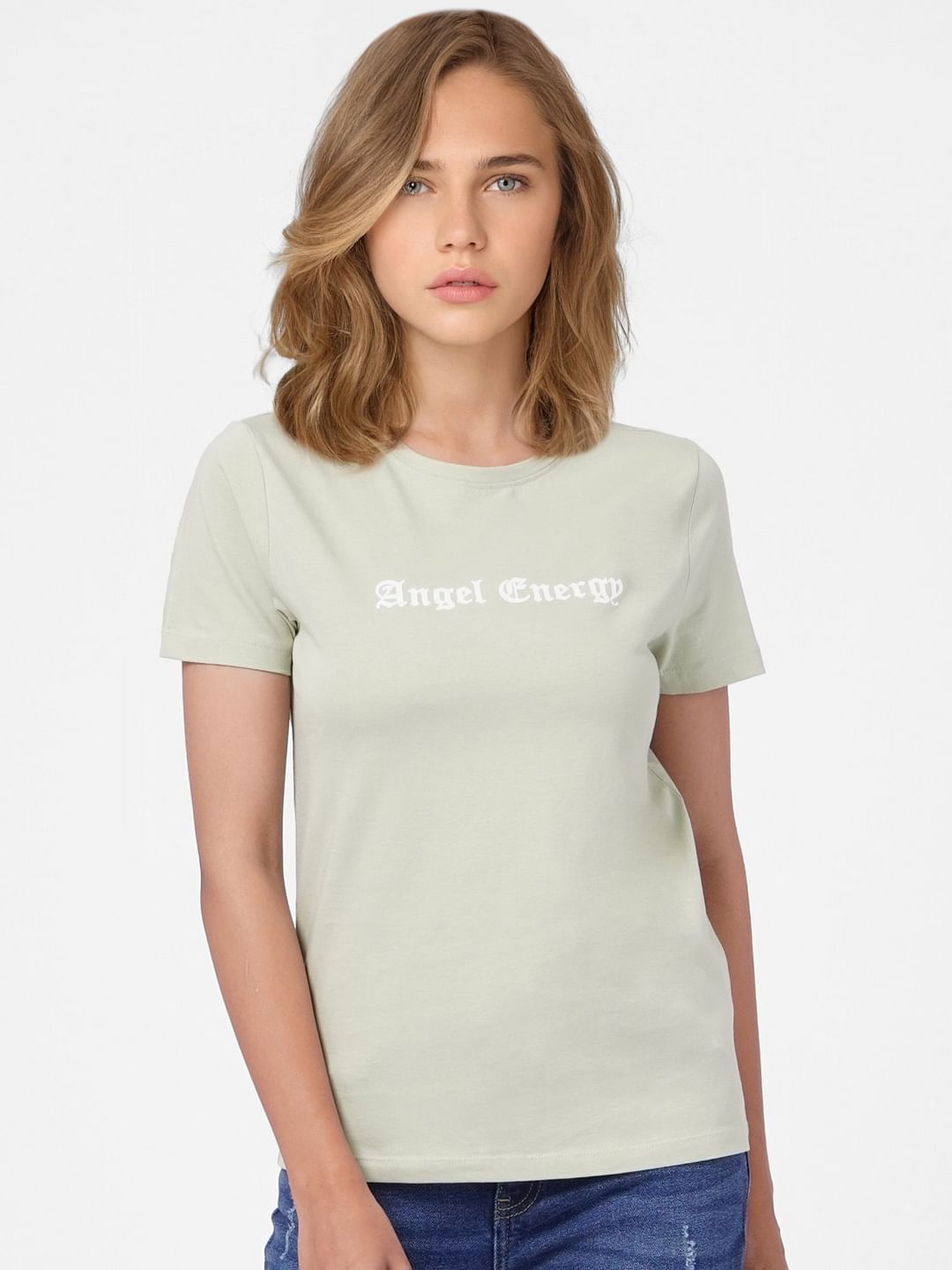 Green Slogan Print T-Shirt