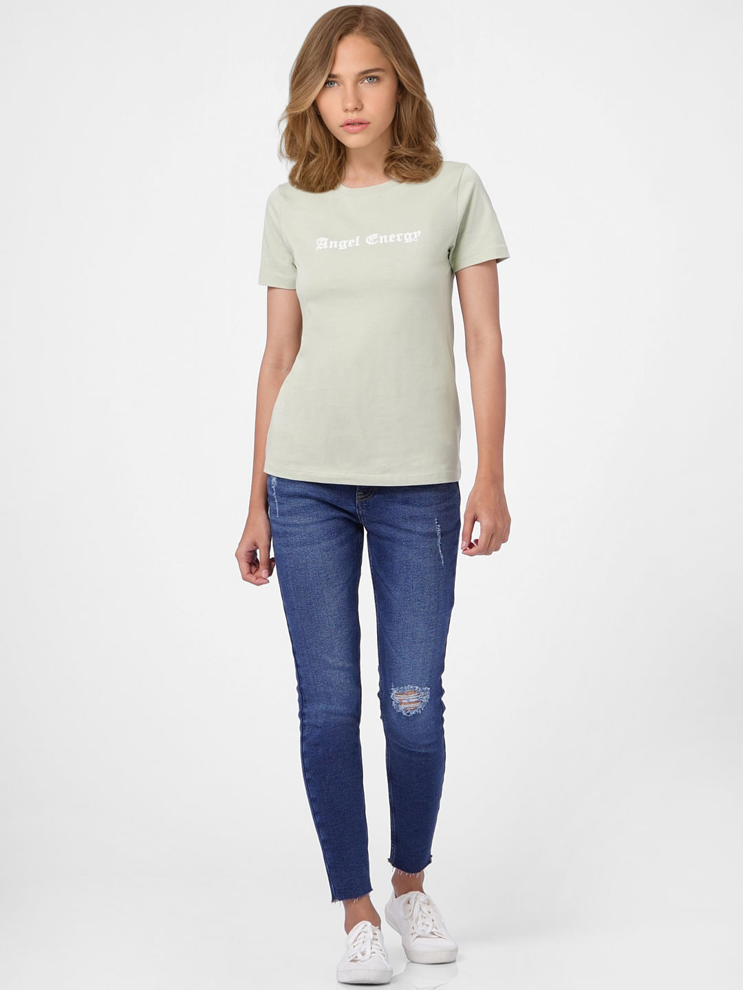 Green Slogan Print T-Shirt