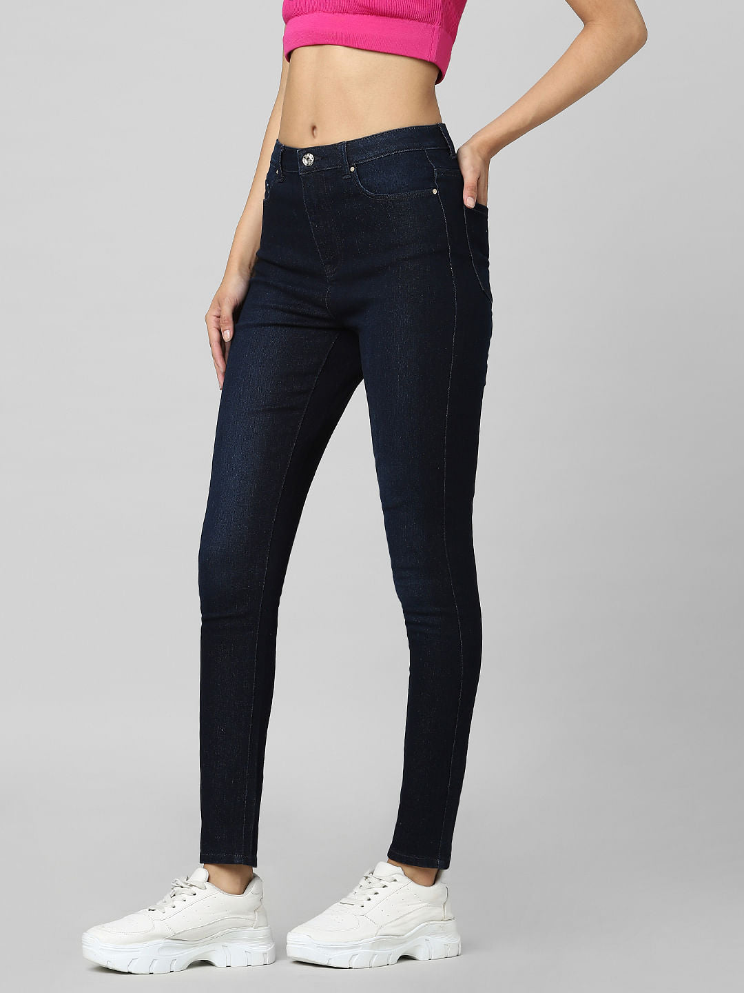 Dark Blue High Rise Skinny Jeans
