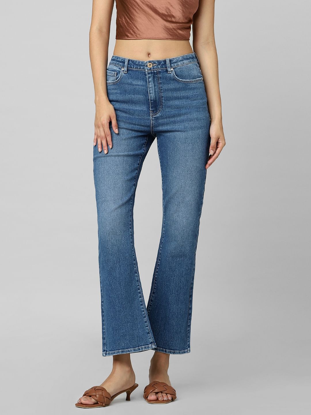 Blue High Rise Flared Jeans