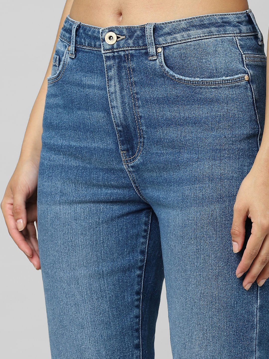 Blue High Rise Flared Jeans