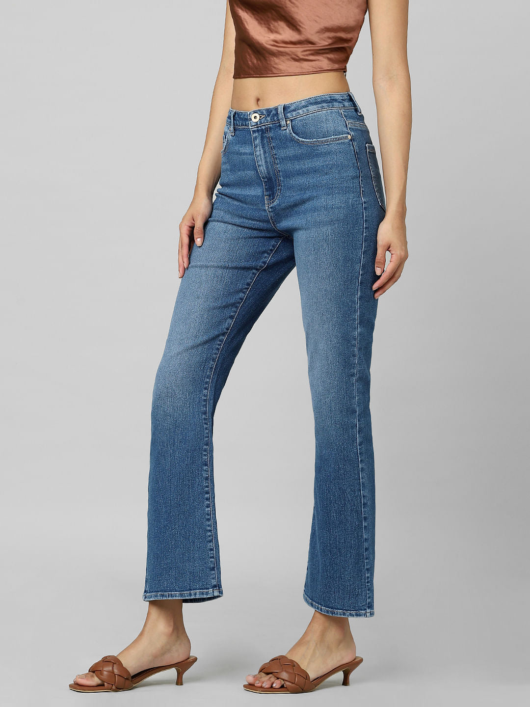 Blue High Rise Flared Jeans