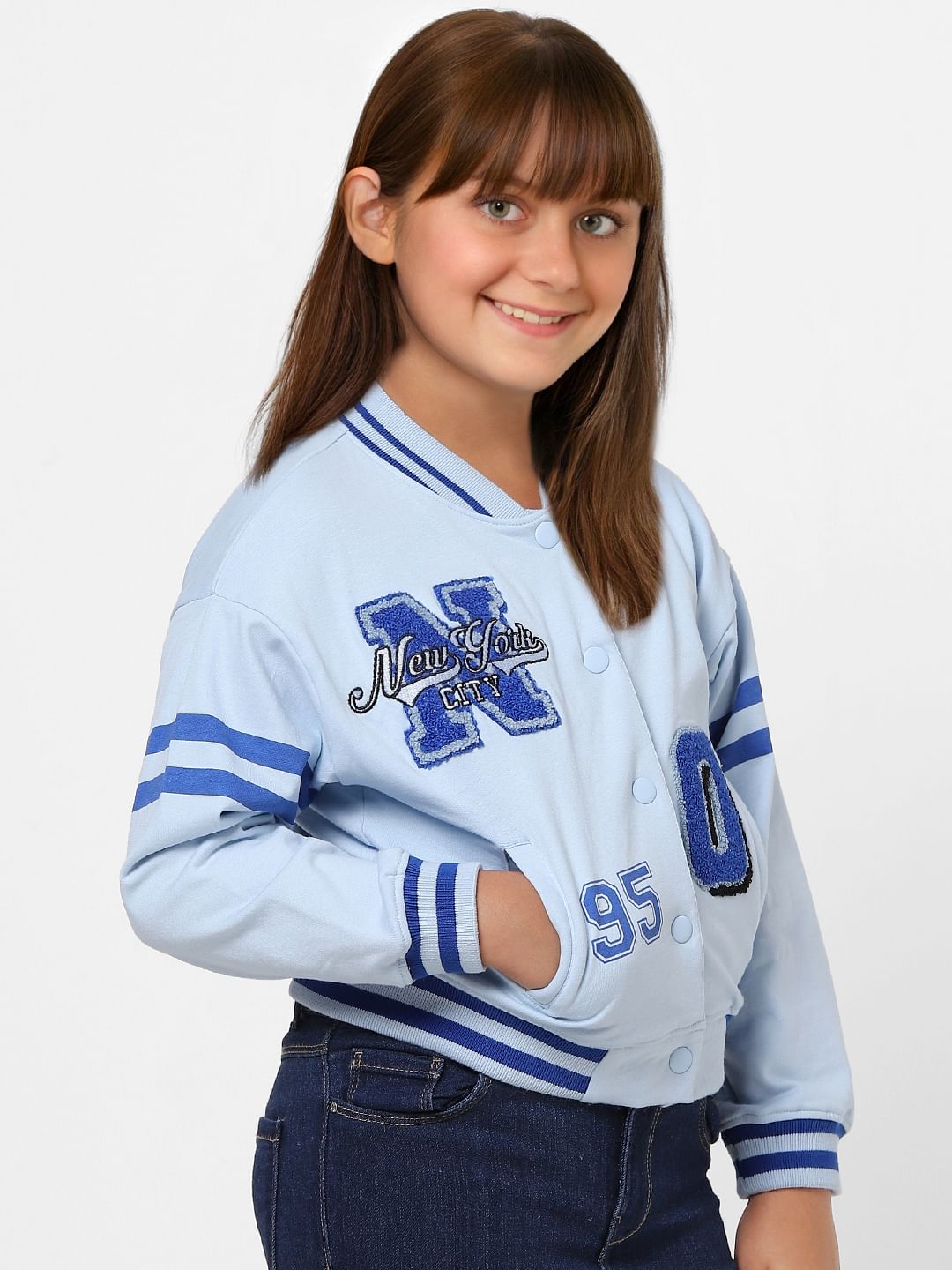Blue Varsity Bomber Jacket