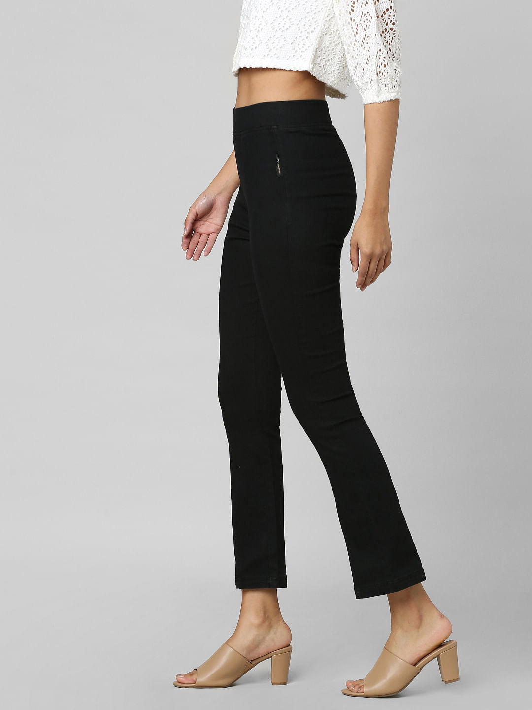 Black High Rise Flared Jeggings