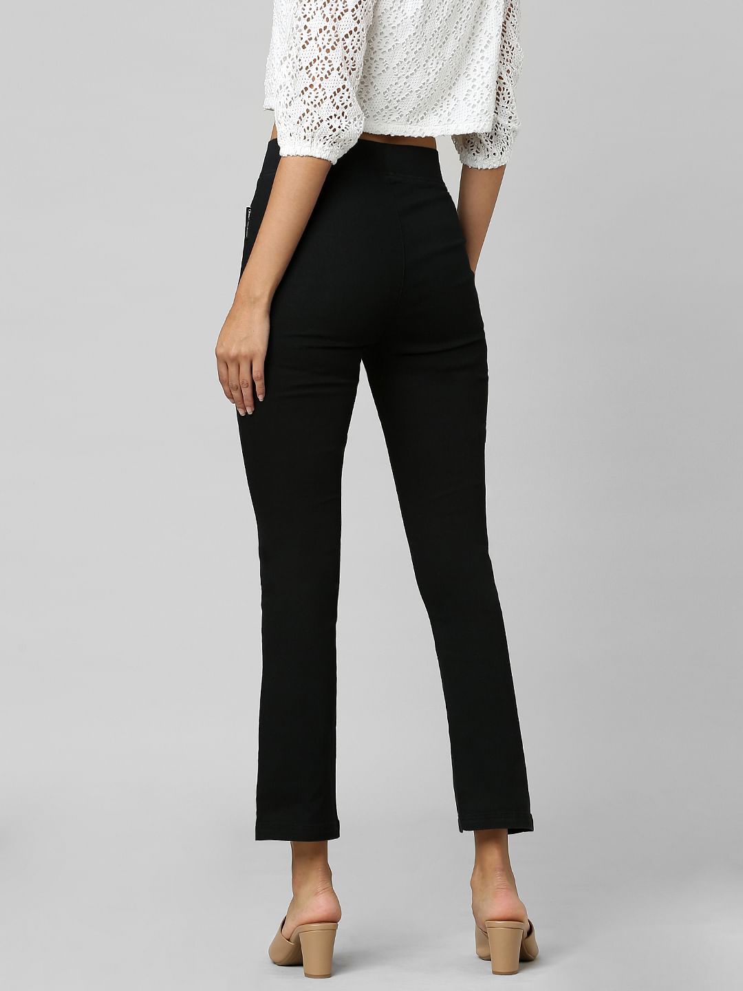 Black High Rise Flared Jeggings