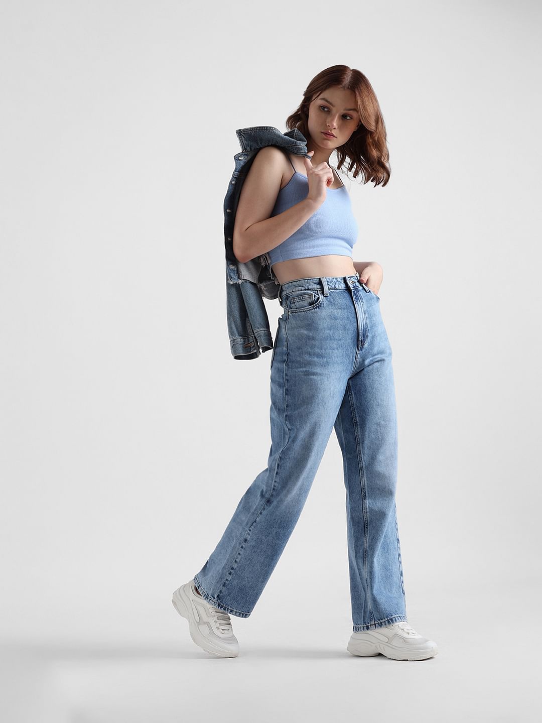 Light Blue High Rise Wide Leg Jeans