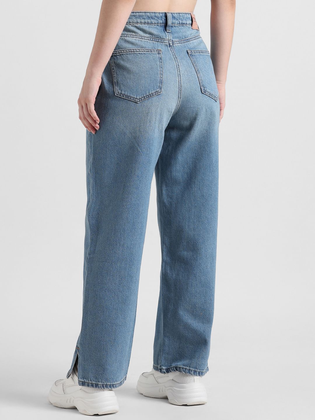Blue High Rise Wide Leg Jeans