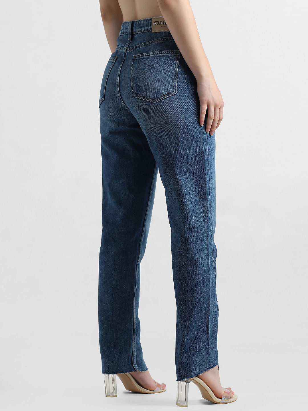 Blue High Rise Mom Fit Jeans