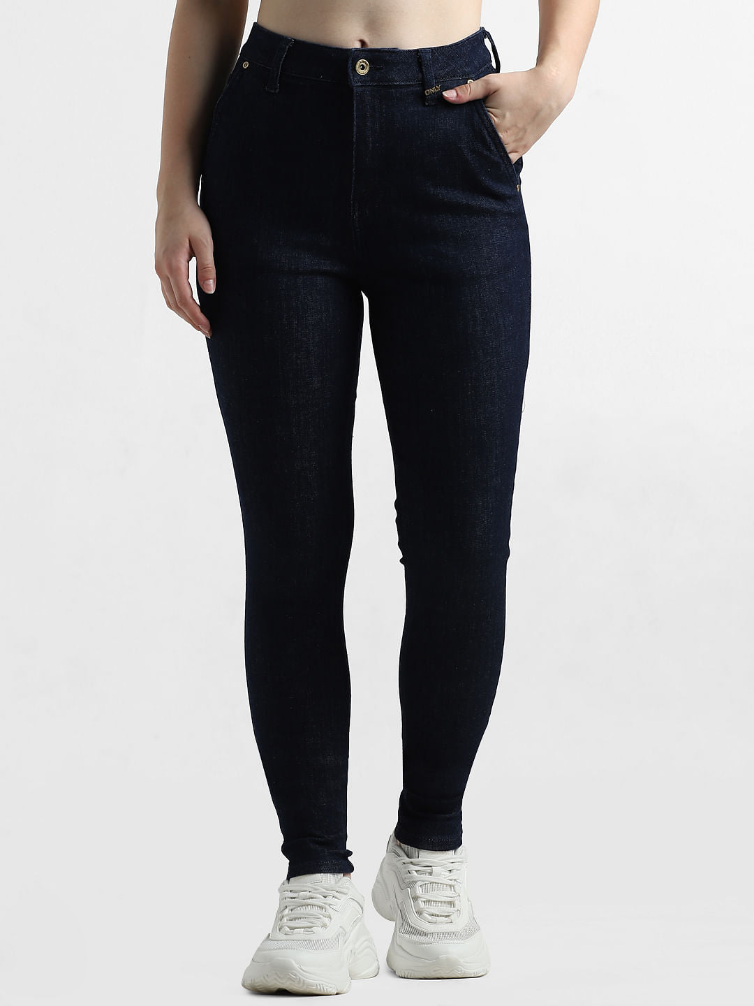 Dark Blue High Rise Cross Pocket Jeans