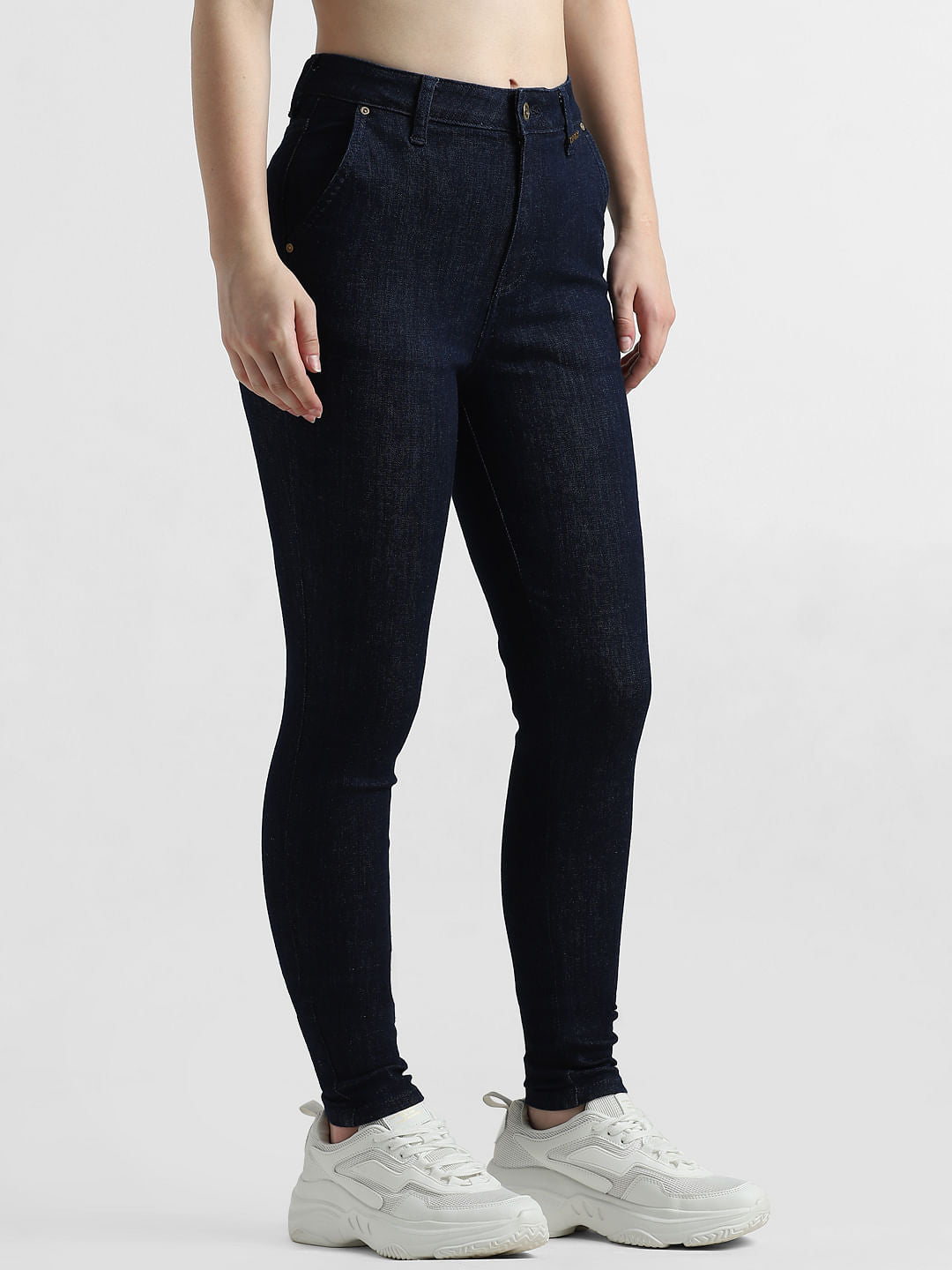 Dark Blue High Rise Cross Pocket Jeans