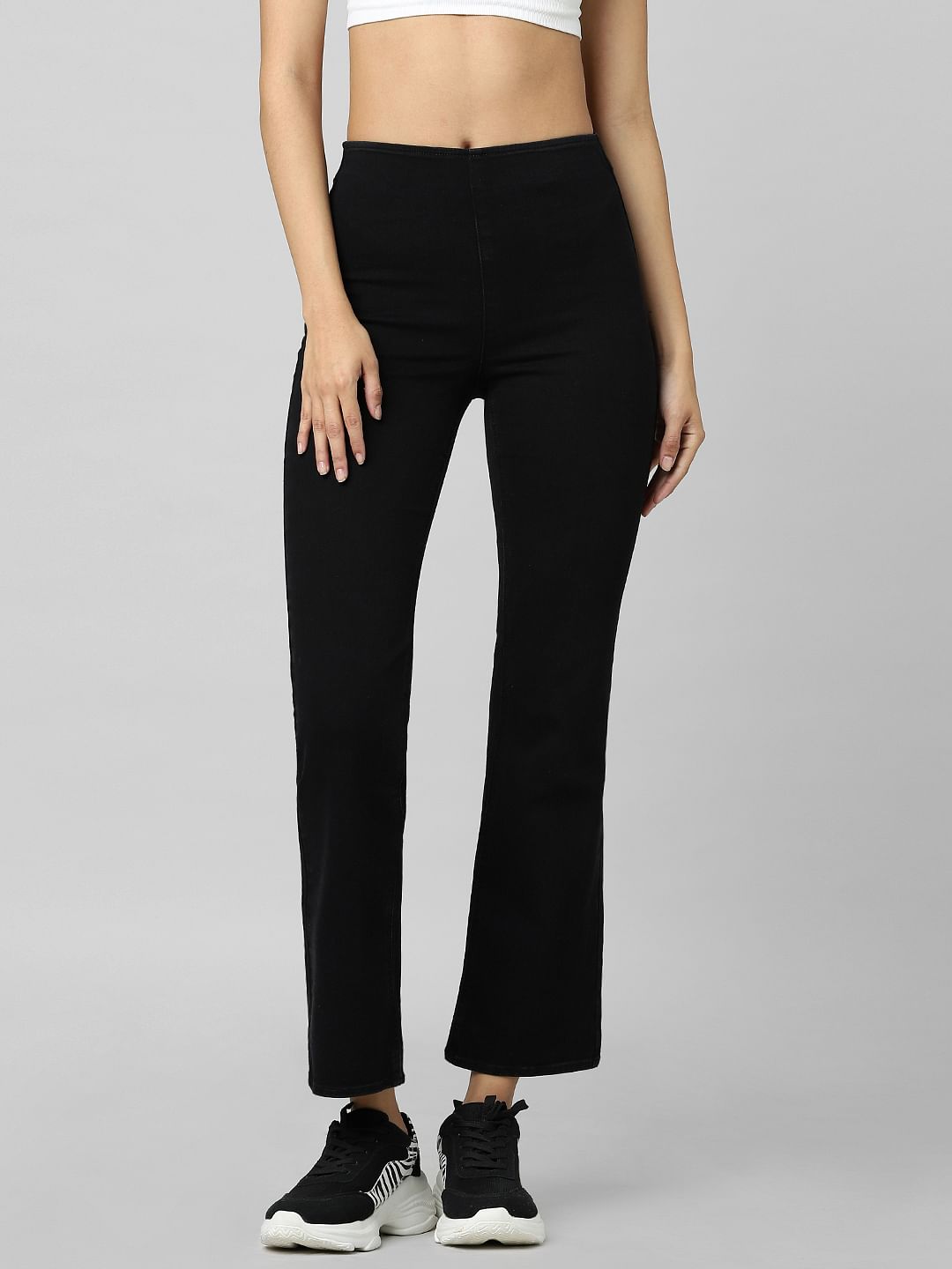 Black High Rise Bootcut Jeggings